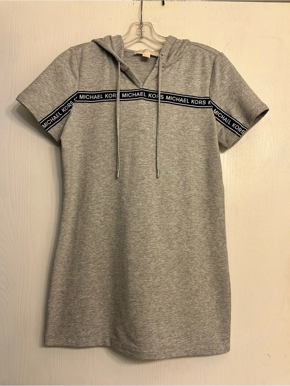 Michael Kors NWOT soft gray hoodie mini-dress casual cozy sporty cute versatile.